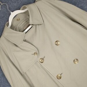 Brooks Brothers Mens Tan Trench Coat Double Breasted Wool Blend 40R Made in USA